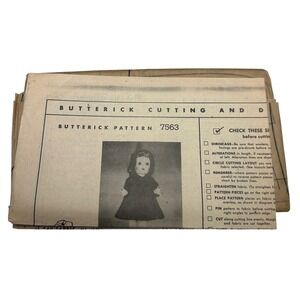 Butterick Vintage‎ Mail Order Pattern #7563 23" Doll Wardrobe